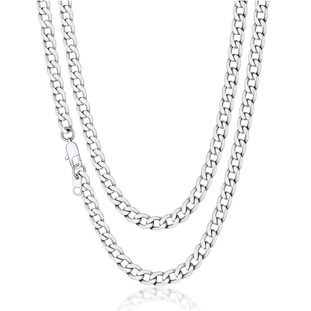 SUPLIGHT Cuban Link Chain Necklace Stainless Steel 6mm 18” Length